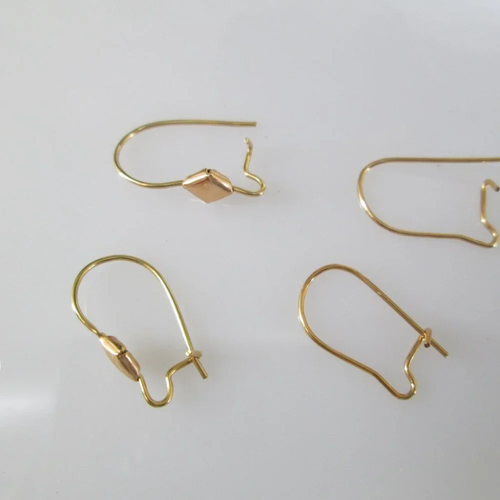 SOLID 14kt.Gold Ear Wires>14kt.Gold Kidney Shape Ear Wires,Decorative Ear wires - Picture 4 of 8